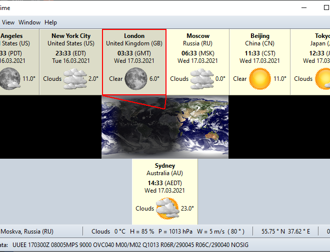 Download EarthTime 6.22.2 – Hiển thị thời gian toàn cầu