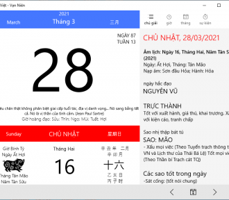 Tải Lịch Việt – Vạn Niên – Hướng dẫn cài đặt cho PC, máy tính bảng